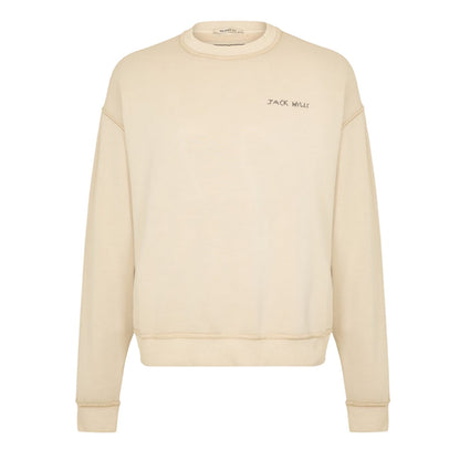Putty - Front - Jack Wills Mens Logo Crew Neck Relaxed Fit Long-Sleeved Jumper