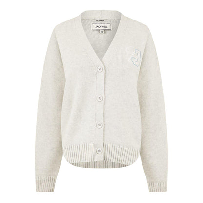 Light Heather - Front - Jack Wills Womens-Ladies Knitted V Neck Cardigan
