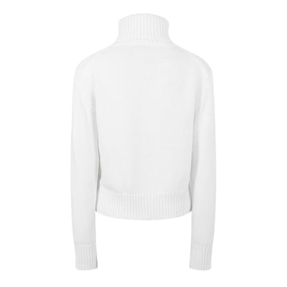 Brilliant White - Back - Calvin Klein Womens-Ladies Logo Organic Cotton Slim Turtleneck