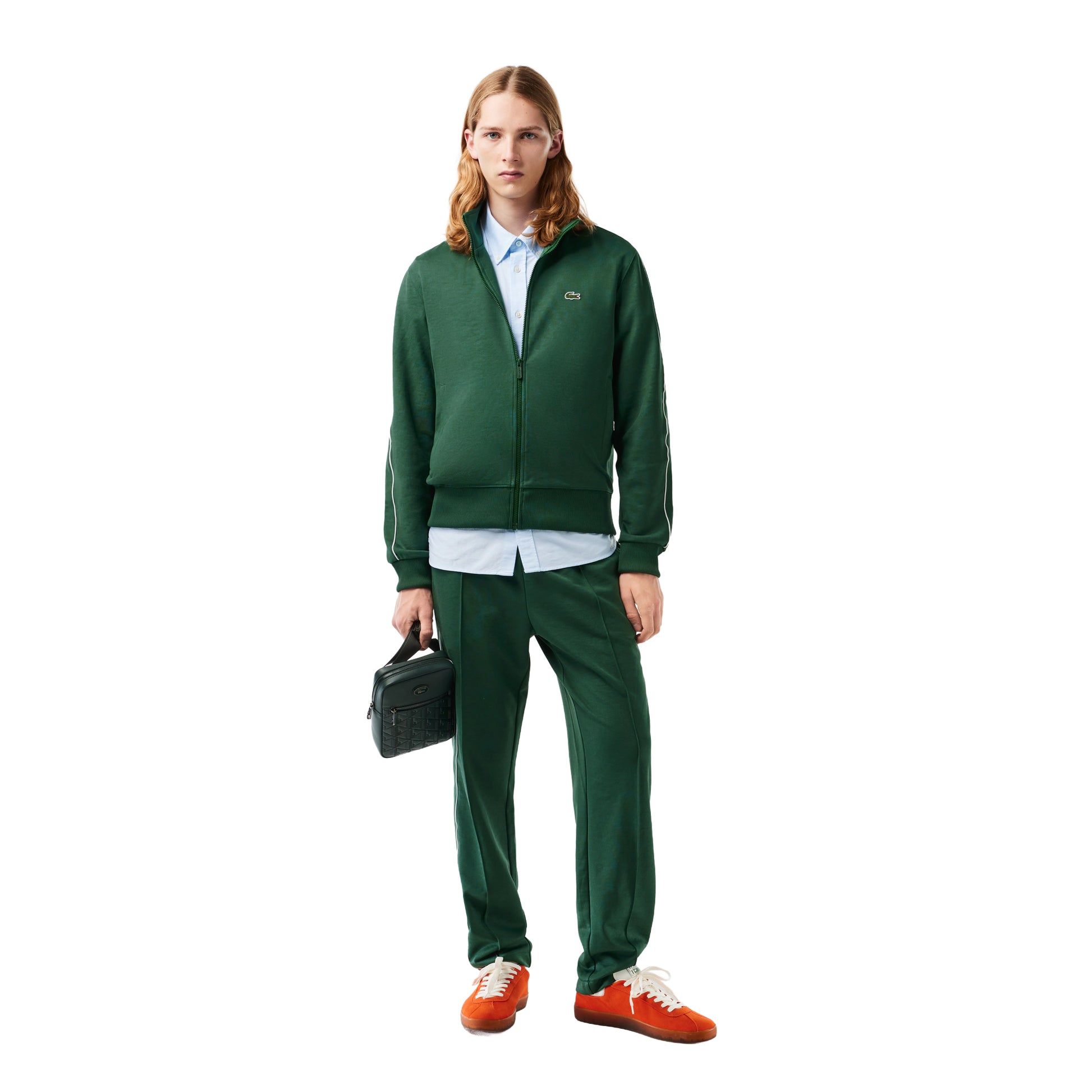 Green - Side - Lacoste Mens Paris Piqué Zip Front Track Jacket