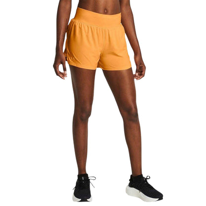 Orange - Side - Under Armour Womens-Ladies Run Stamina 3 Running Shorts