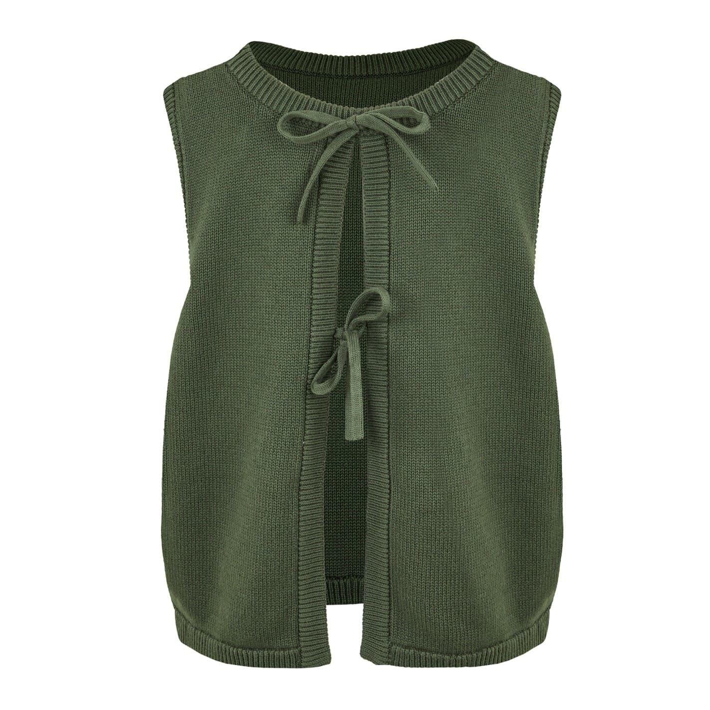 Khaki Green - Back - Jack Wills Womens-Ladies Embroidered Logo Tie Back Vest Top