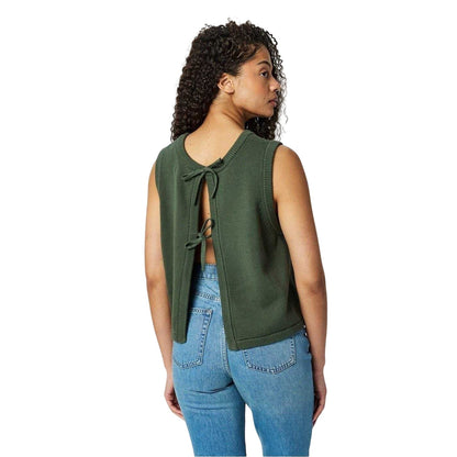 Khaki Green - Pack Shot - Jack Wills Womens-Ladies Embroidered Logo Tie Back Vest Top