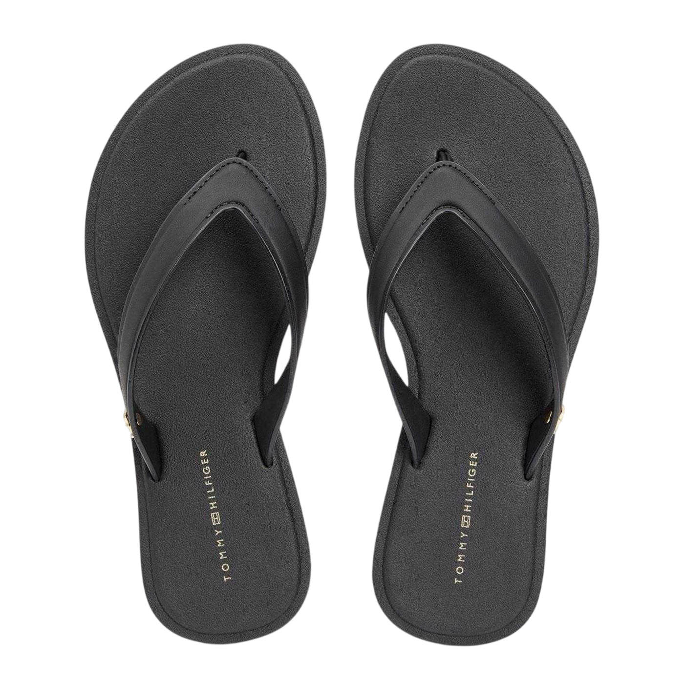 Black - Side - Tommy Hilfiger Womens-Ladies Scandi Slip-on Flip Flops