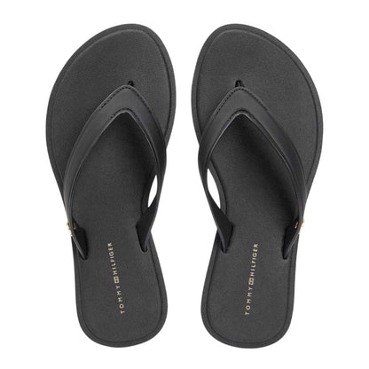 Black - Side - Tommy Hilfiger Womens-Ladies Scandi Slip-on Flip Flops