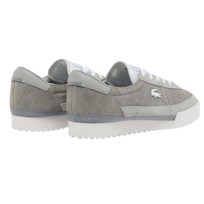 Grey-White - Back - Lacoste Womens-Ladies Aura Leather Flat Trainers