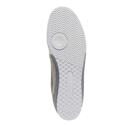 Grey-White - Side - Lacoste Womens-Ladies Aura Leather Flat Trainers