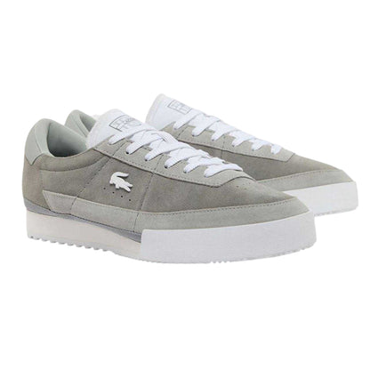 Grey-White - Lifestyle - Lacoste Womens-Ladies Aura Leather Flat Trainers