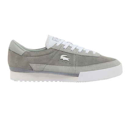 Grey-White - Front - Lacoste Womens-Ladies Aura Leather Flat Trainers