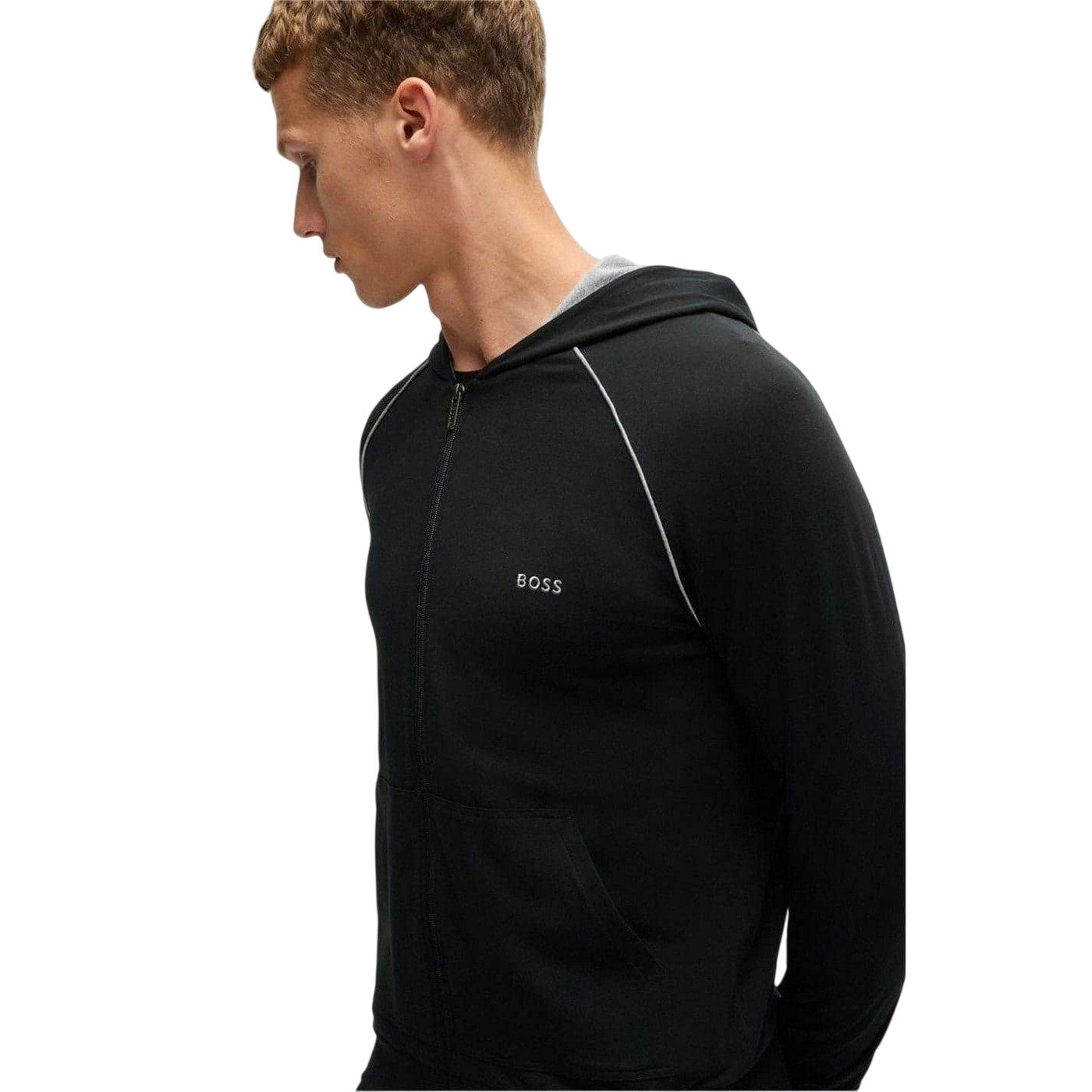 Black - Side - Boss Mens Mix&Match Full Zip Hoodie