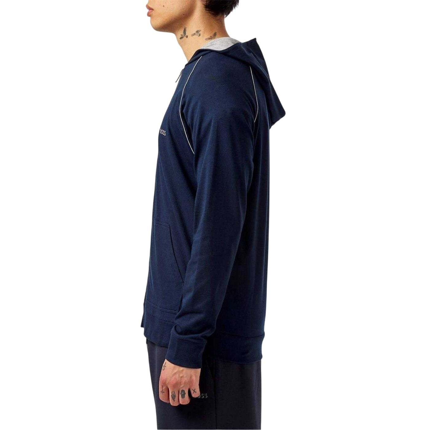 Dark Blue - Side - Boss Mens Mix&Match Full Zip Hoodie
