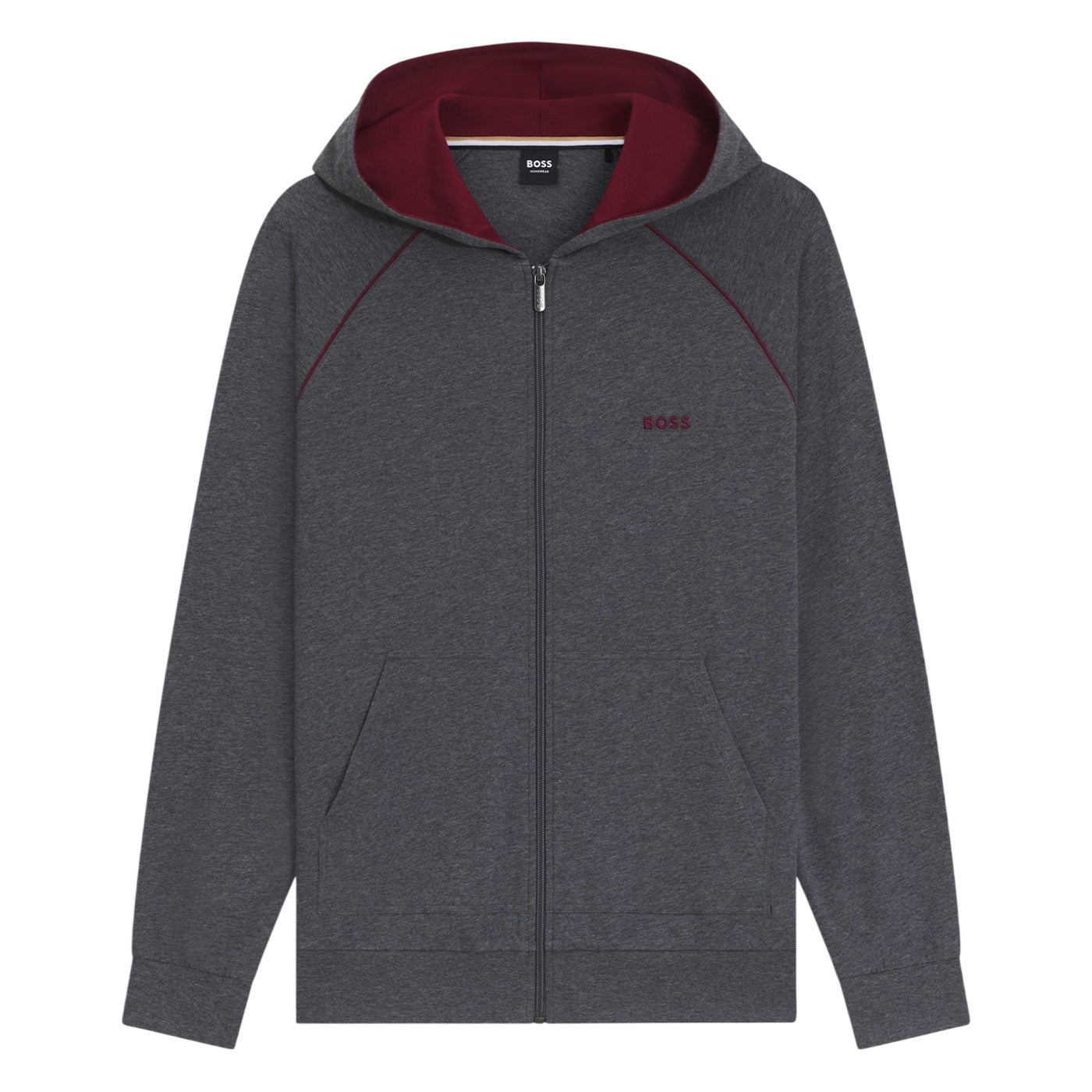 Charcoal - Front - Boss Mens Mix&Match Full Zip Hoodie