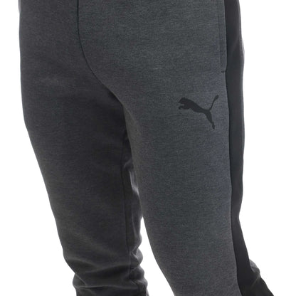 Grey Heather - Side - Puma Mens Evostripe Core Jogging Bottoms
