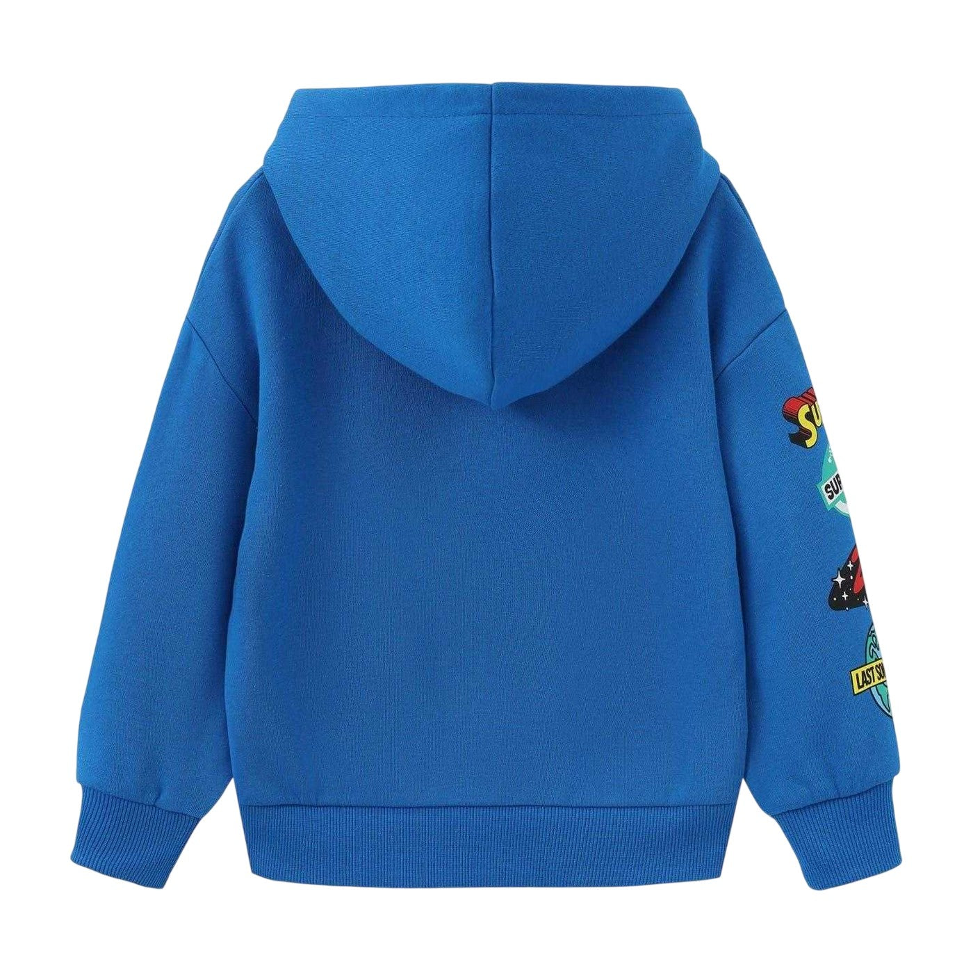 Blue-Red - Back - Superman Childrens-Kids Cotton Blend Hoodie