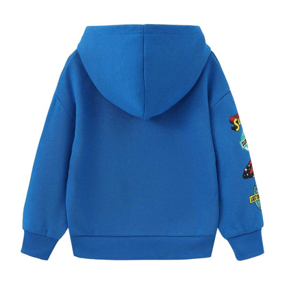 Blue-Red - Back - Superman Childrens-Kids Cotton Blend Hoodie
