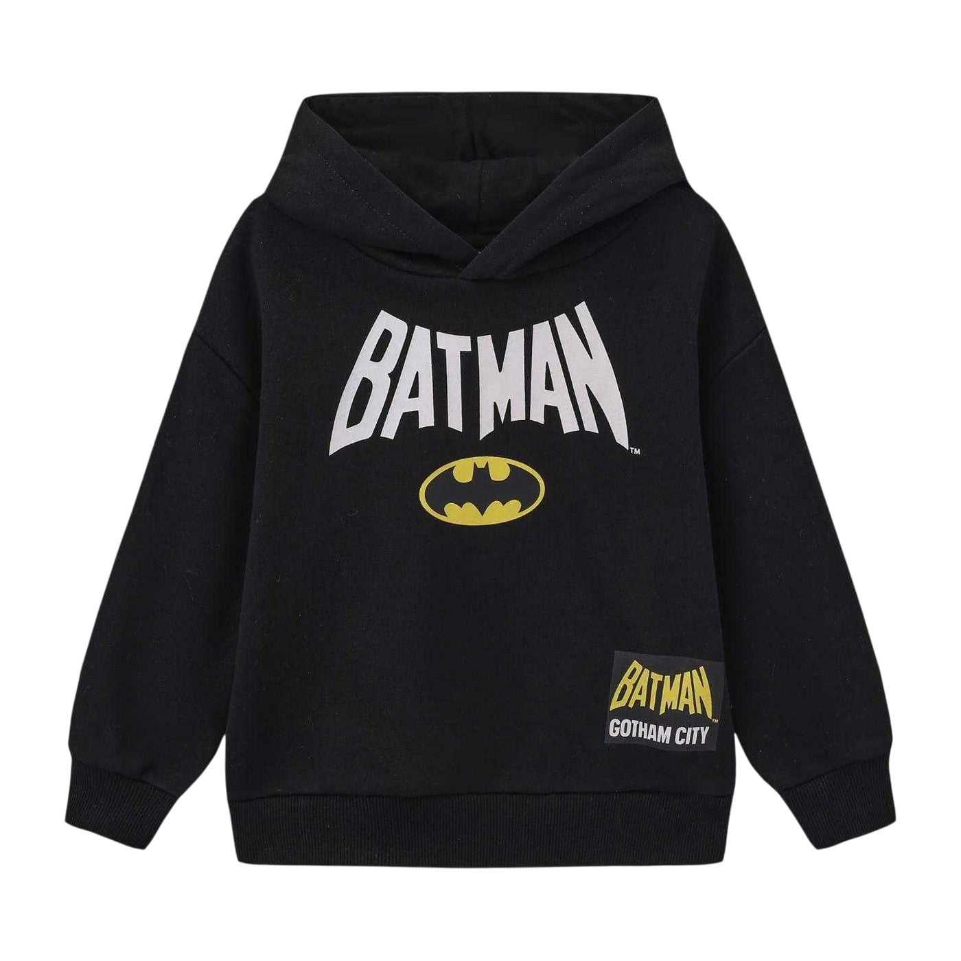 Black-Yellow - Front - Superman Childrens-Kids Cotton Blend Hoodie