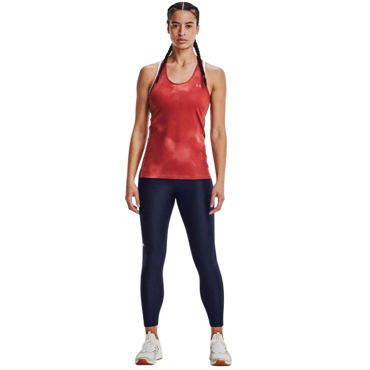 Blue - Side - Under Armour Womens-Ladies HeatGear Leggings