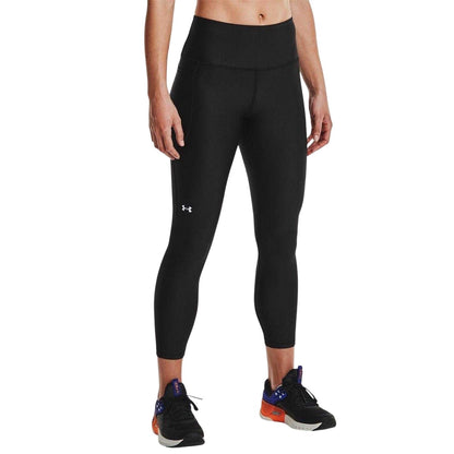 Black - Side - Under Armour Womens-Ladies HeatGear Leggings