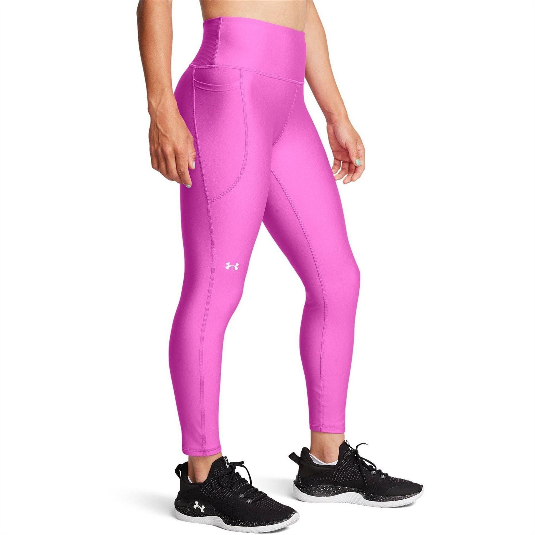 Purple - Side - Under Armour Womens-Ladies HeatGear Leggings