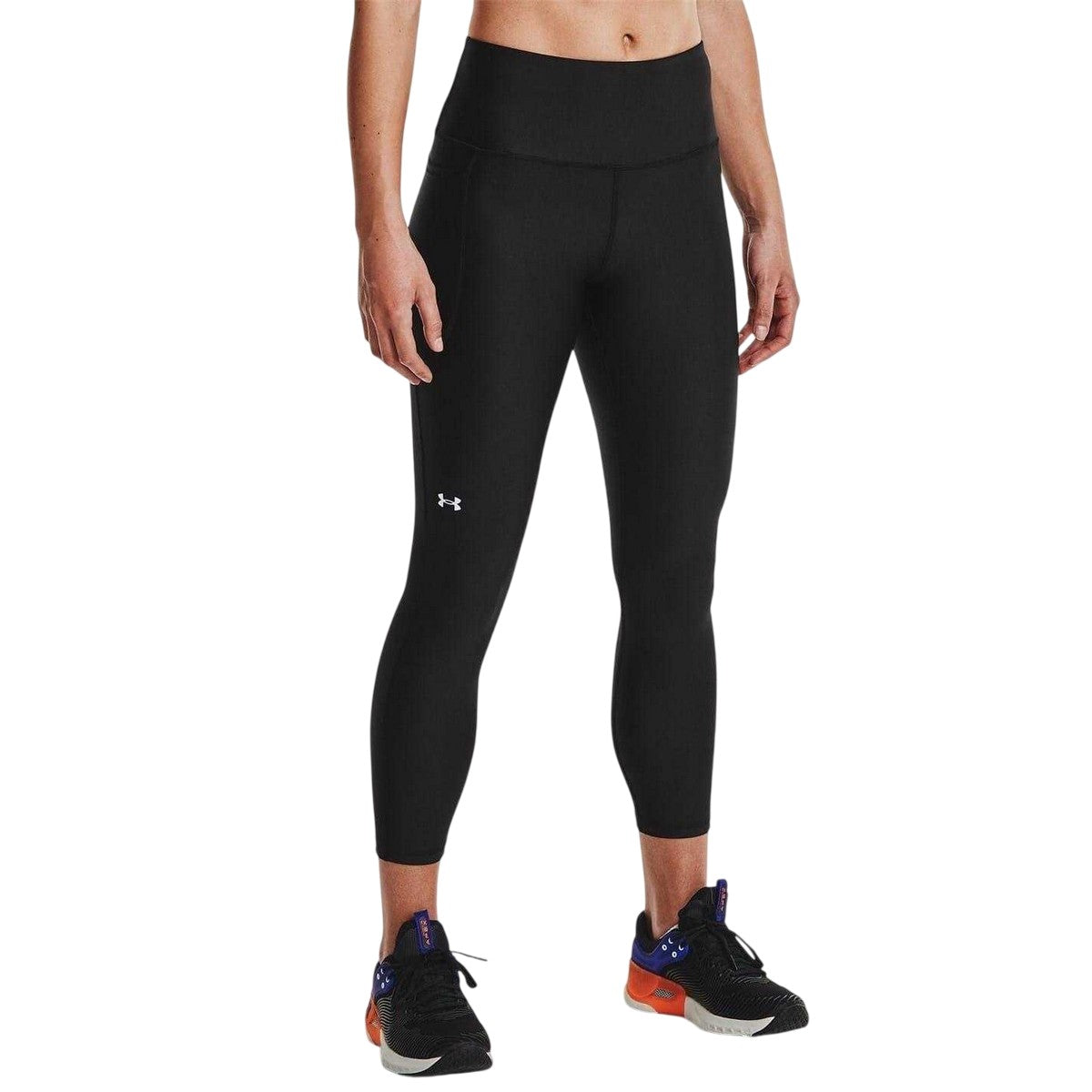 Black - Side - Under Armour Womens-Ladies HeatGear Leggings