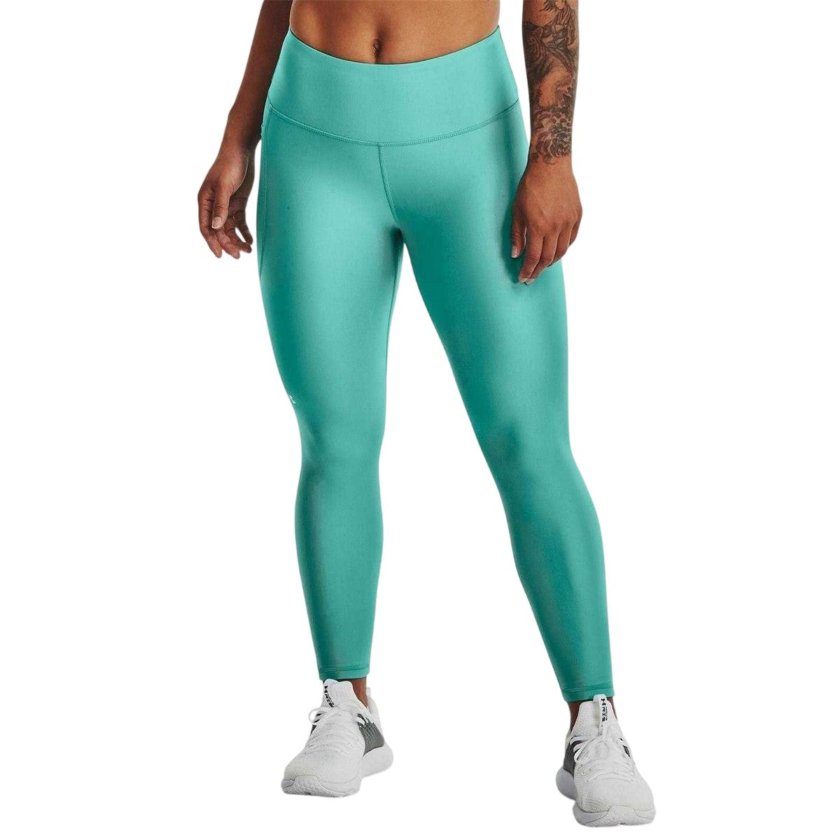 Green - Side - Under Armour Womens-Ladies HeatGear Leggings