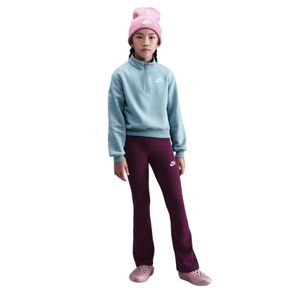 Bordeaux Red-White - Front - Nike Girls Favorites Flared Leggings