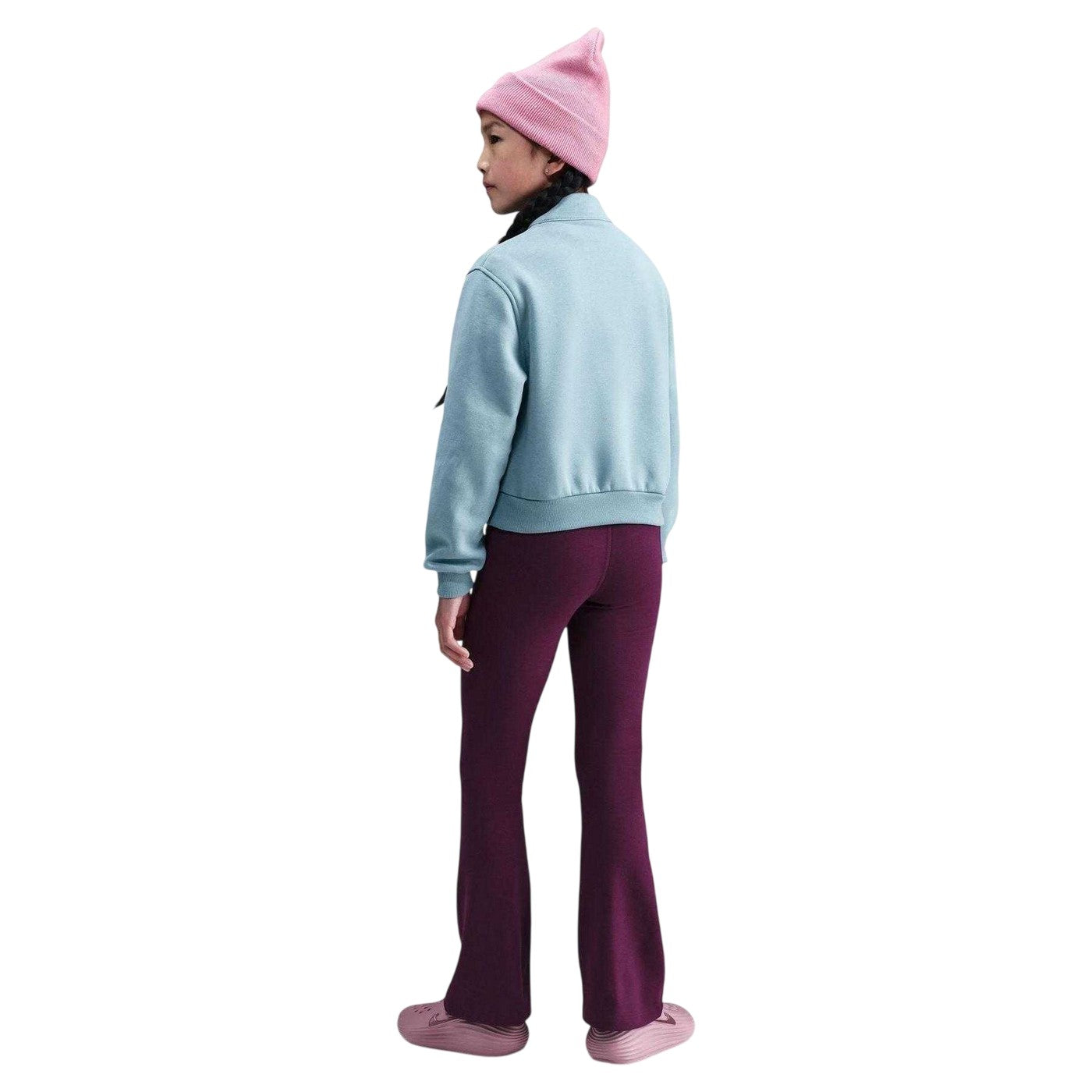 Bordeaux Red-White - Back - Nike Girls Favorites Flared Leggings