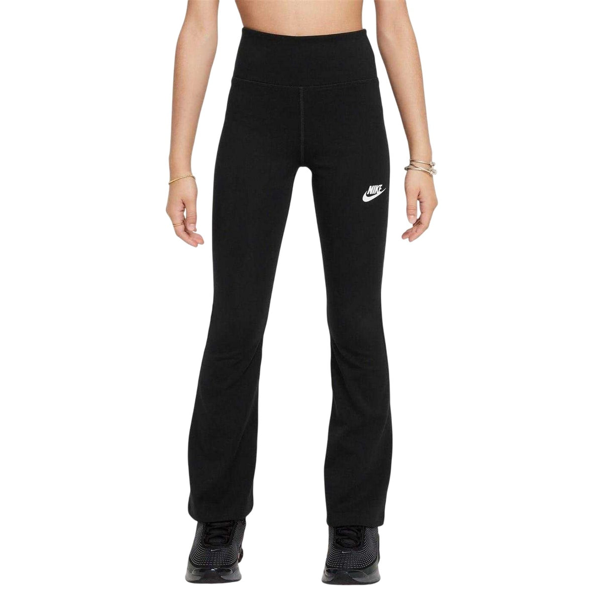 Black-White - Front - Nike Girls Favorites Flared Leggings