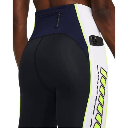 Black - Side - Under Armour Womens-Ladies Run Anywhere Colour Block Leggings