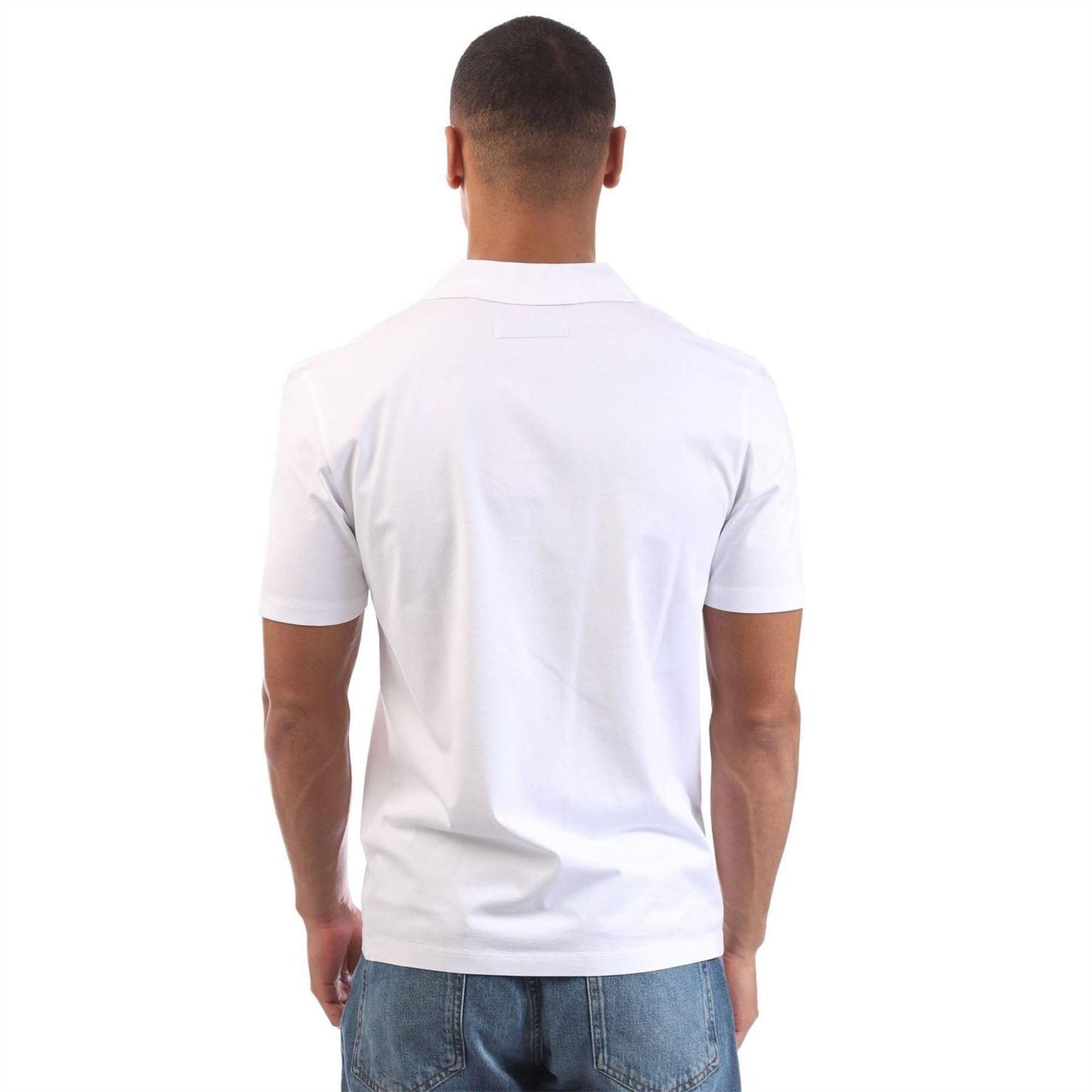 White - Back - Hugo Mens Cotton Short-Sleeved Polo Shirt