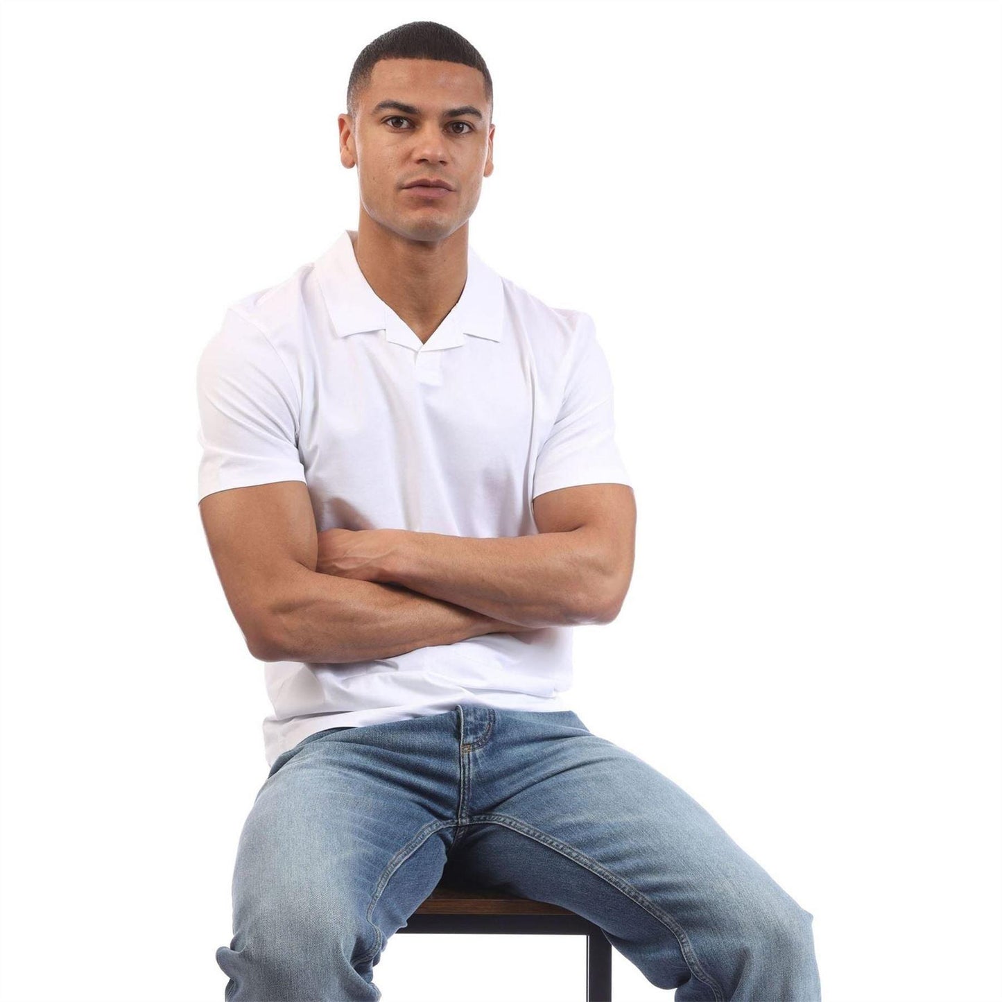 White - Lifestyle - Hugo Mens Cotton Short-Sleeved Polo Shirt