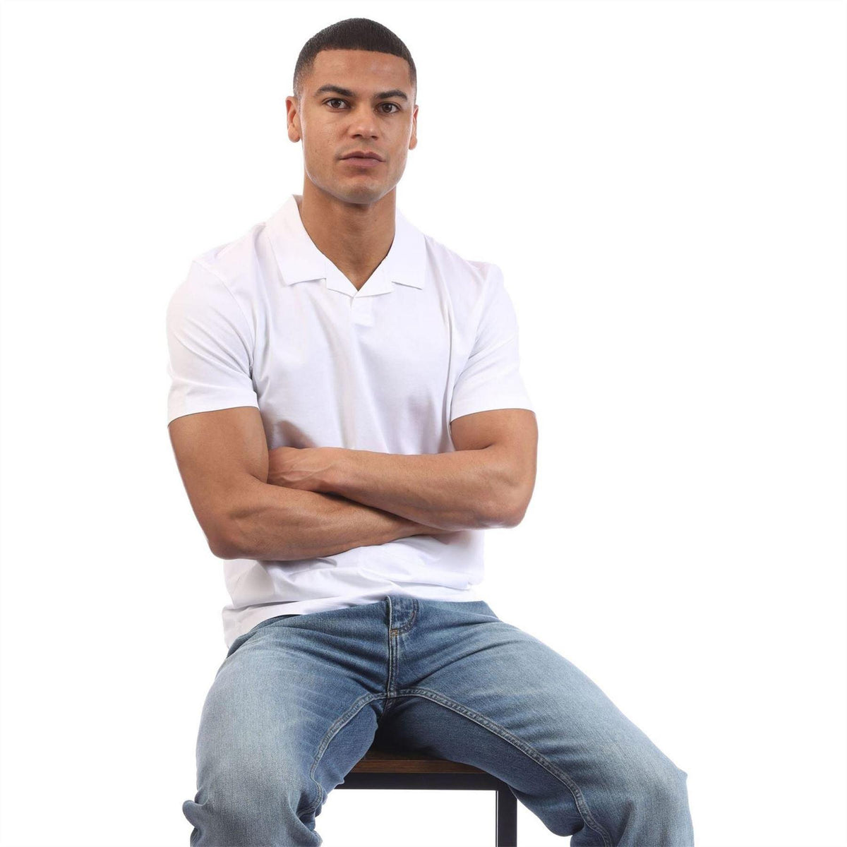 White - Lifestyle - Hugo Mens Cotton Short-Sleeved Polo Shirt