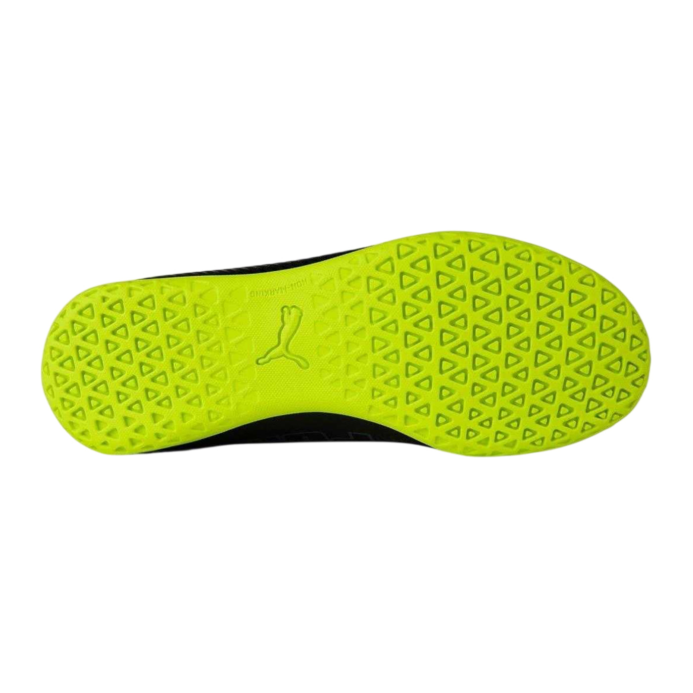 Black-Fluorescent Yellow - Side - Puma Childrens-Kids Finesse Indoor Football Shoes