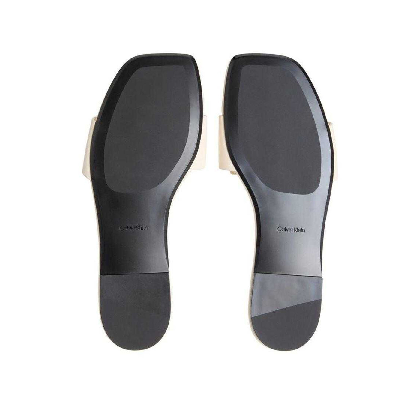 Cashew - Side - Calvin Klein Womens-Ladies Leather Square Toe Flat Sandals