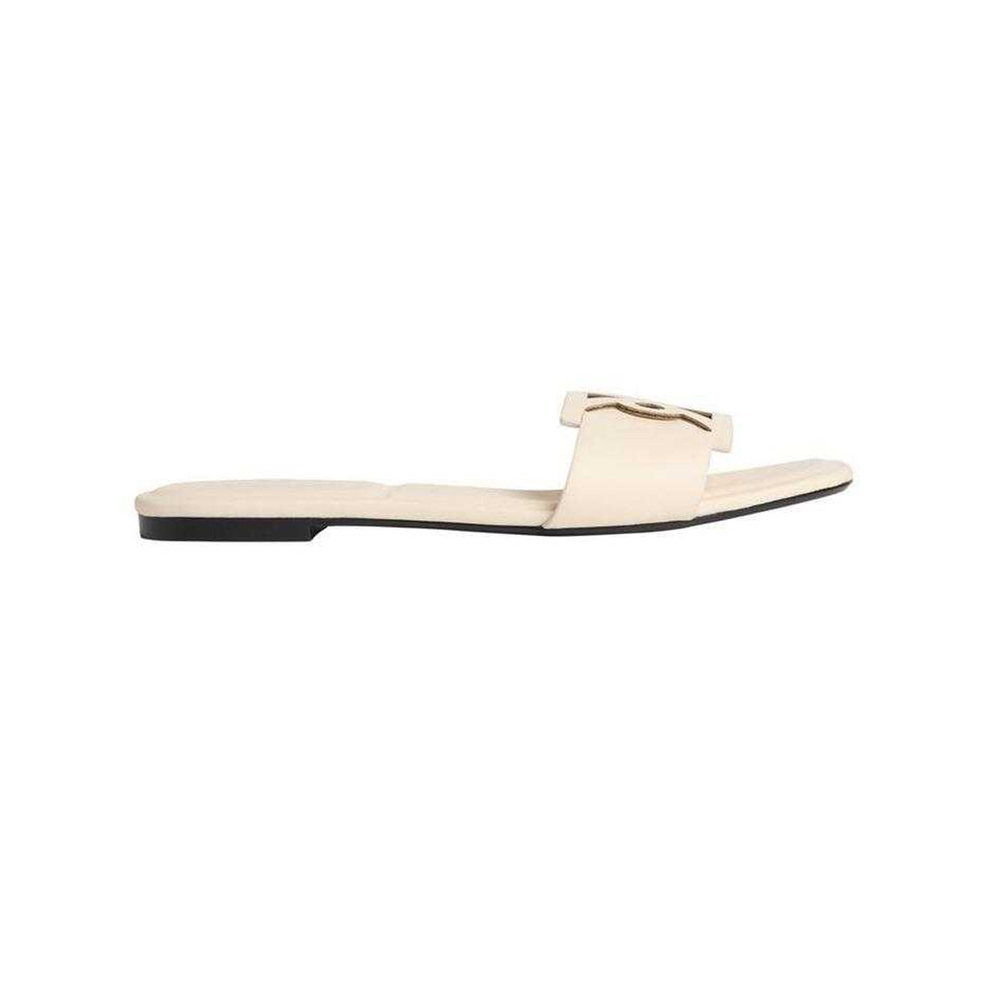 Cashew - Front - Calvin Klein Womens-Ladies Leather Square Toe Flat Sandals