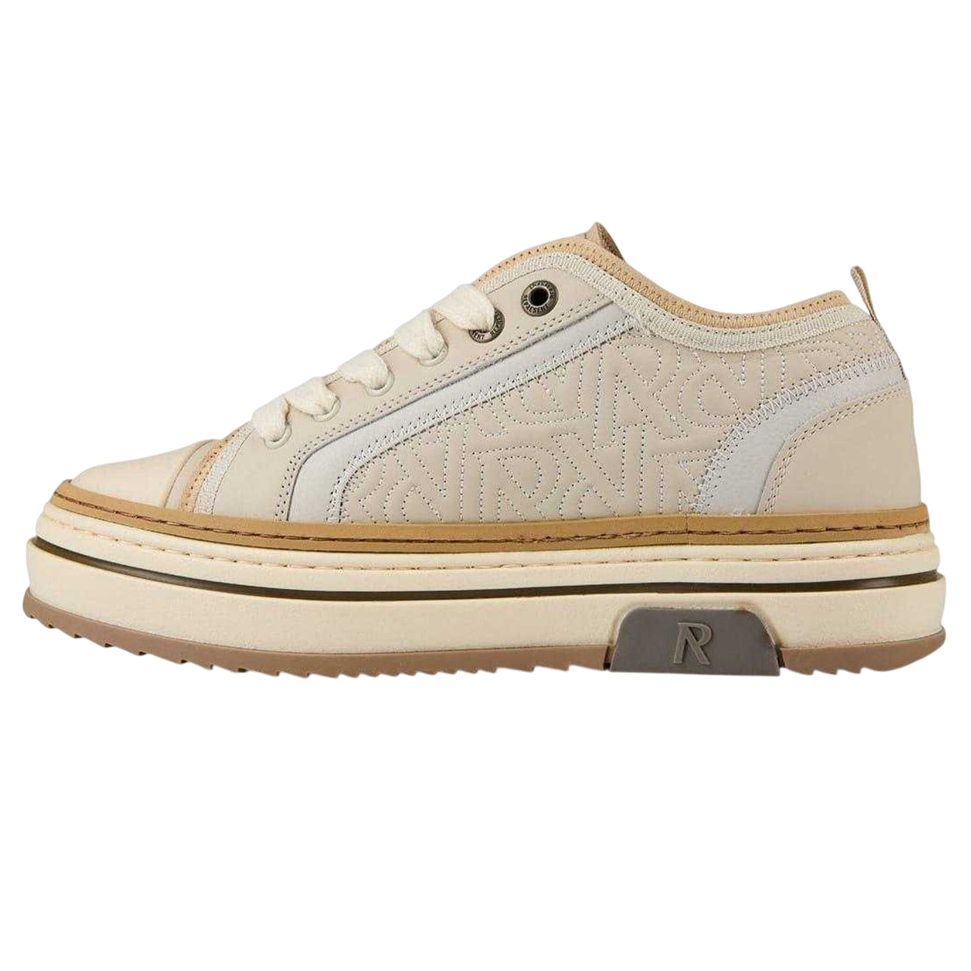 Vintage White - Side - Represent Mens HTN Logo Leather Low Cut Trainers