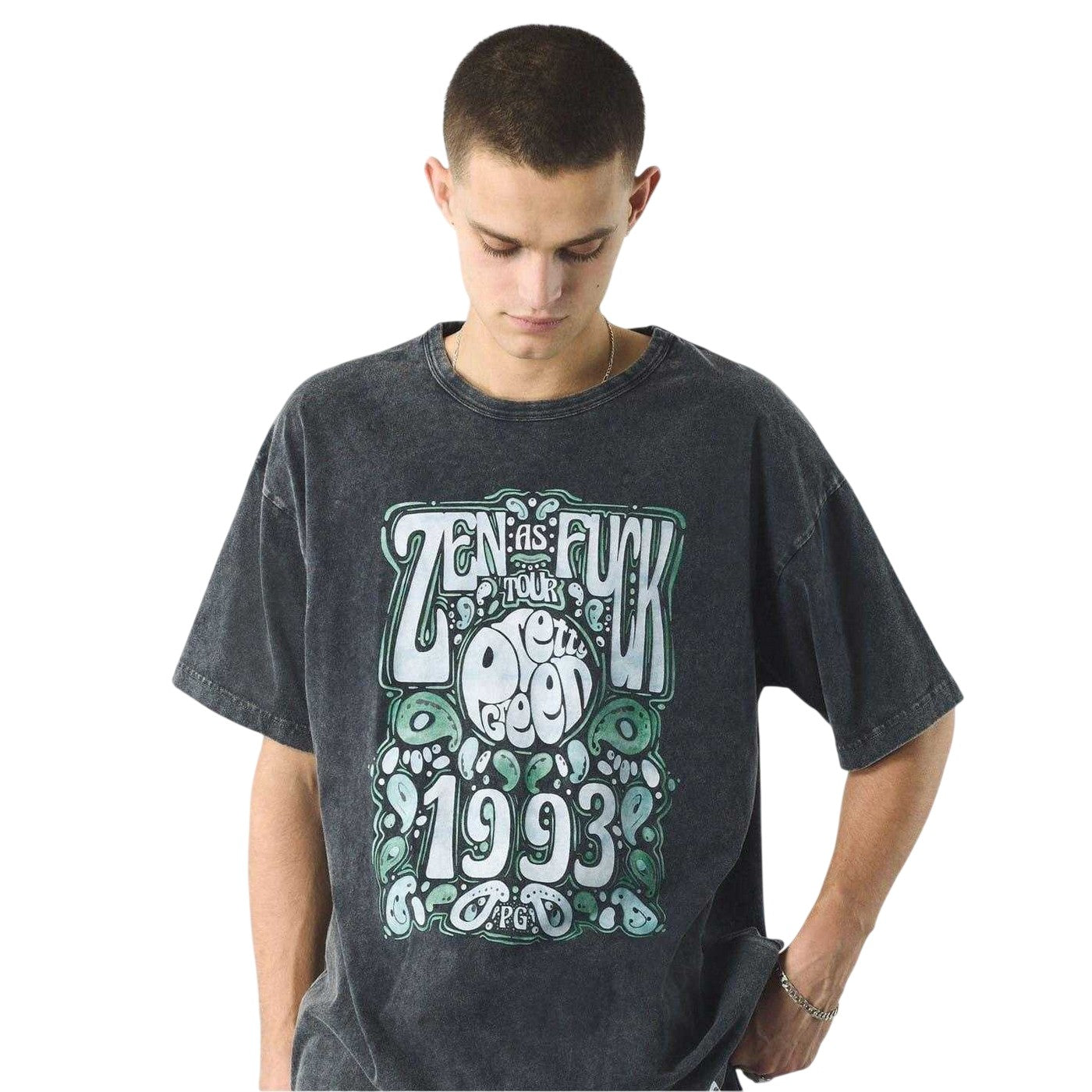 Black - Side - Pretty Green Mens Lettering Regular T-Shirt