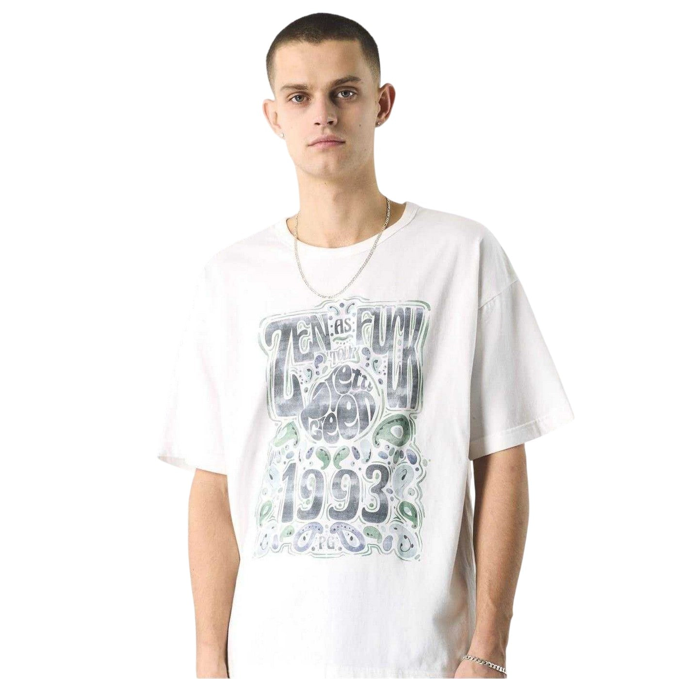 White - Side - Pretty Green Mens Lettering Regular T-Shirt