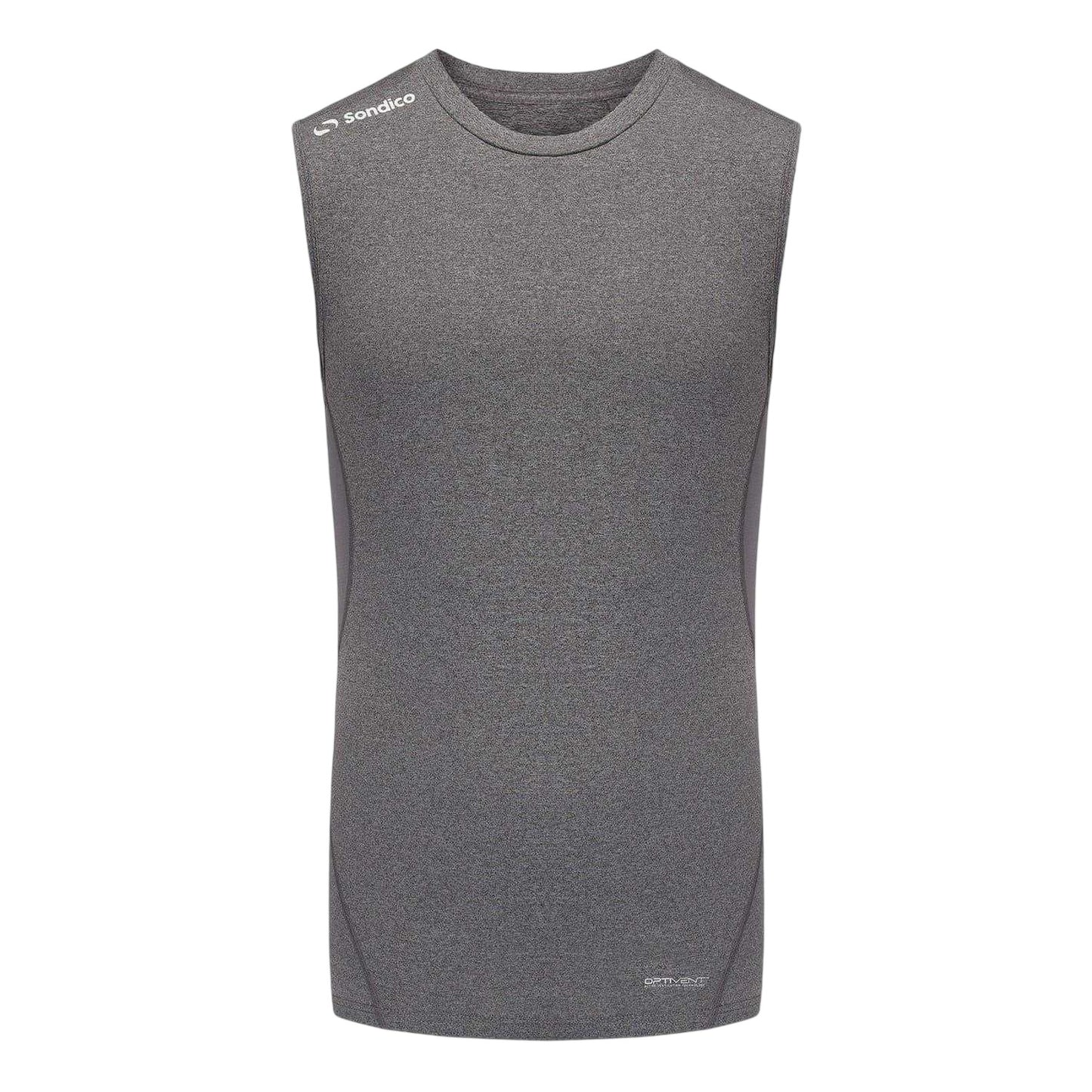Grey Marl - Front - Sondico Mens Performance Sleeveless Base Layer Top