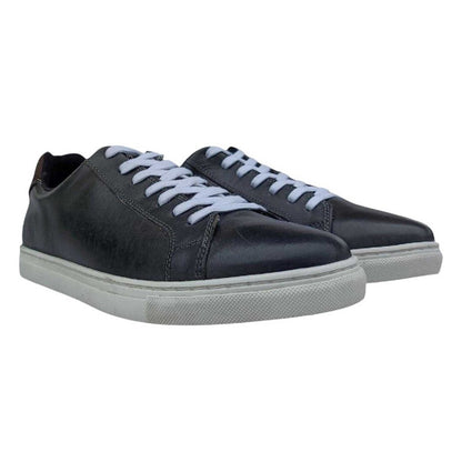 Grey - Front - Firetrap Mens Julian Leather Moc Toe Formal Trainers