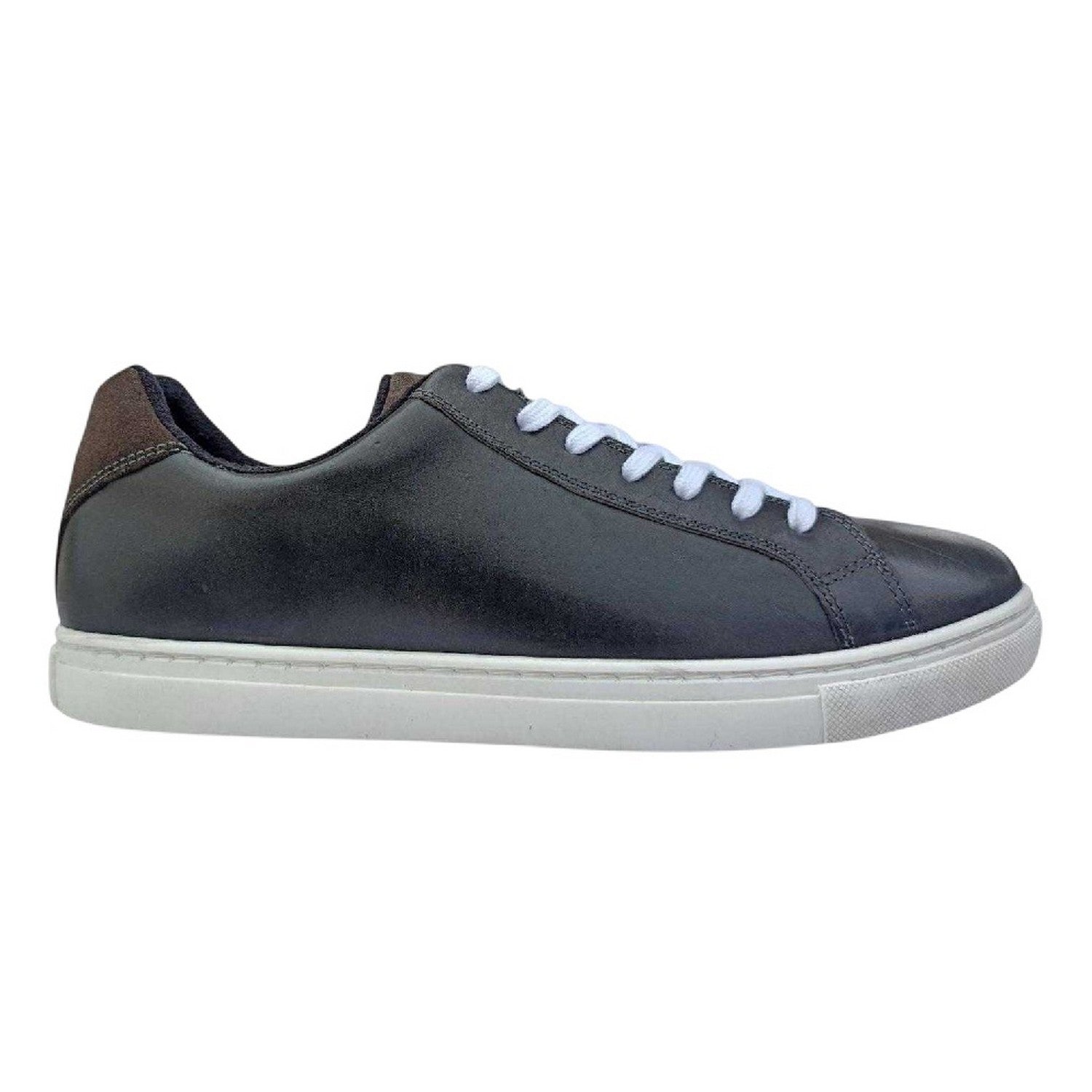 Grey - Side - Firetrap Mens Julian Leather Moc Toe Formal Trainers