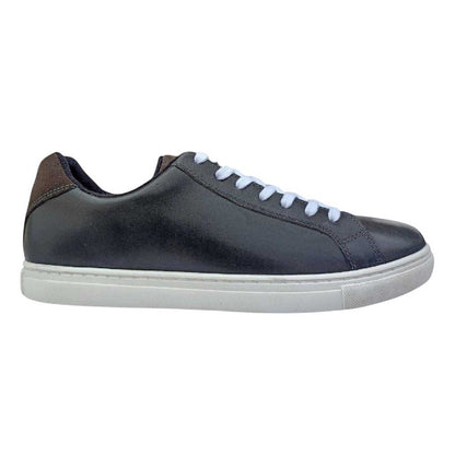 Grey - Side - Firetrap Mens Julian Leather Moc Toe Formal Trainers