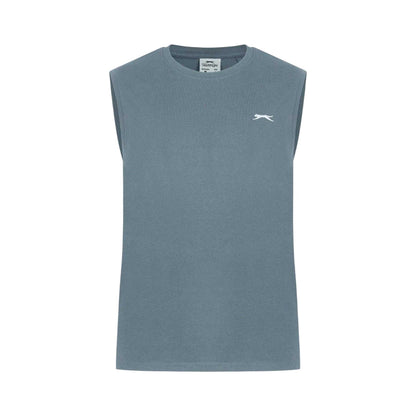 Slate Blue - Front - Slazenger Mens Logo Cotton Vest Top