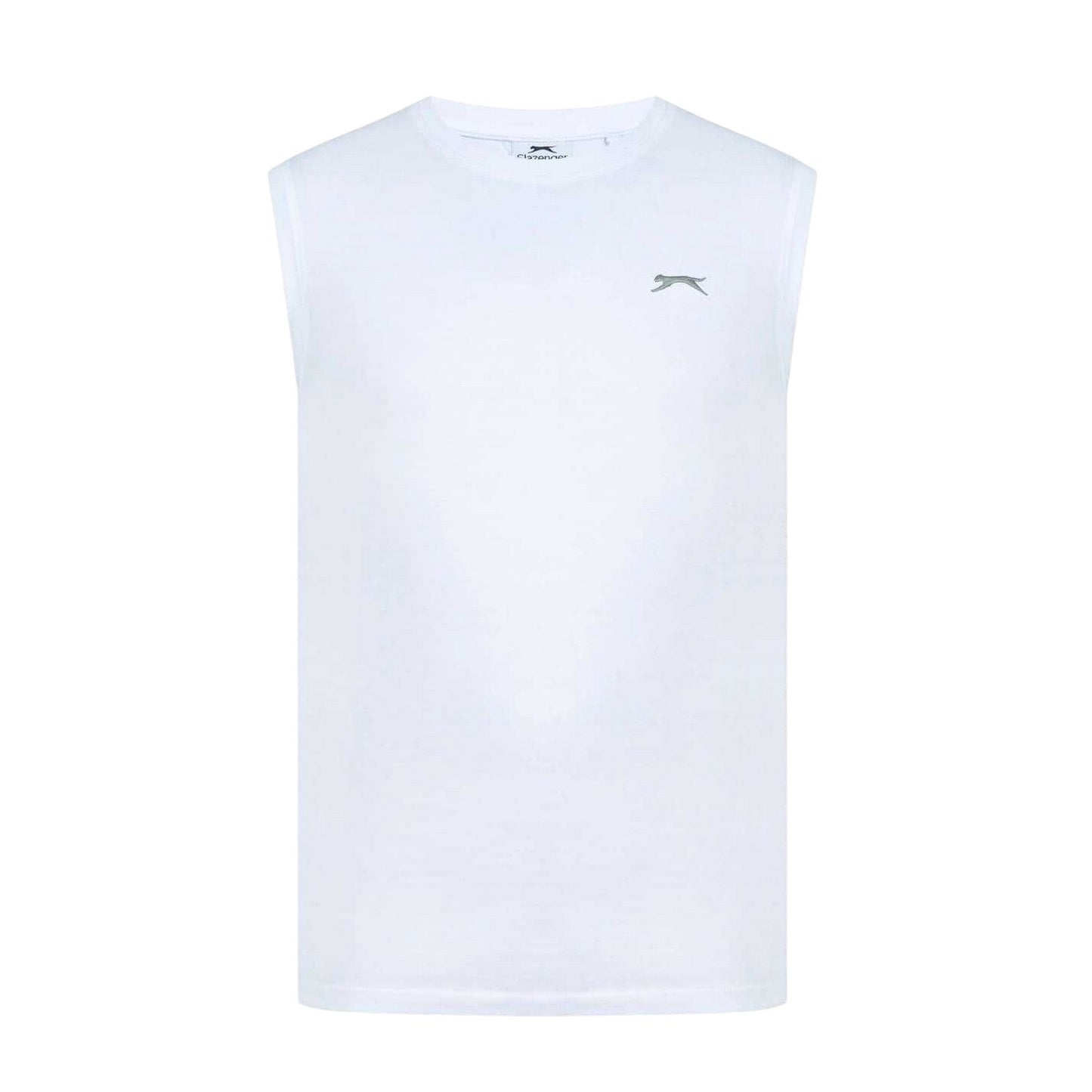 White - Front - Slazenger Mens Logo Cotton Vest Top