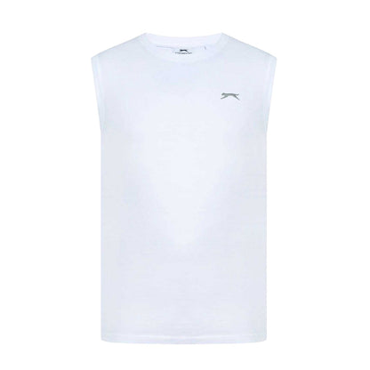 White - Front - Slazenger Mens Logo Cotton Vest Top