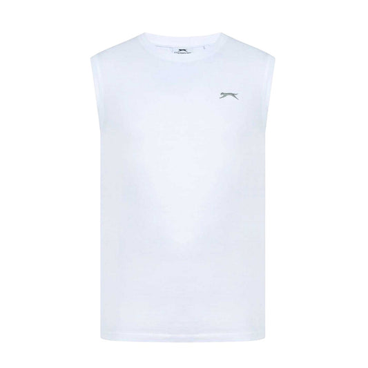 White - Front - Slazenger Mens Logo Cotton Vest Top