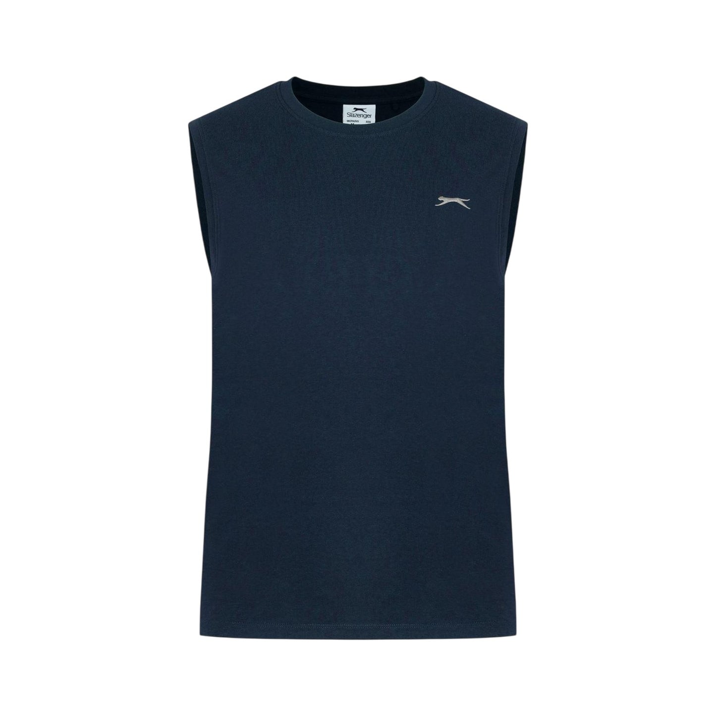 Dark Navy - Front - Slazenger Mens Logo Cotton Vest Top