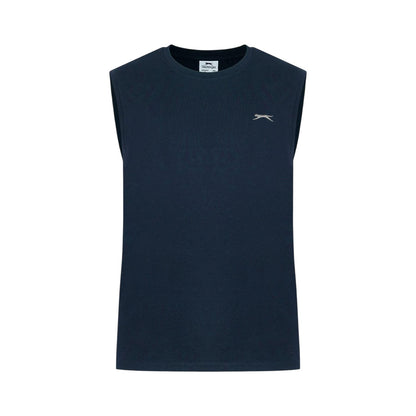 Dark Navy - Front - Slazenger Mens Logo Cotton Vest Top