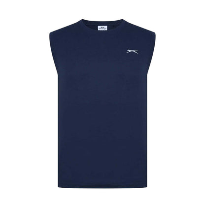 Navy - Front - Slazenger Mens Logo Cotton Vest Top