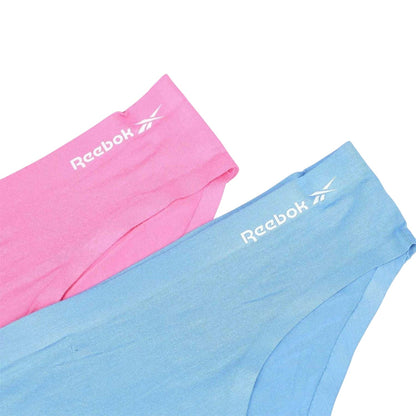 Blue-Pink - Side - Reebok Womens-Ladies Plain Briefs (Pack of 2)